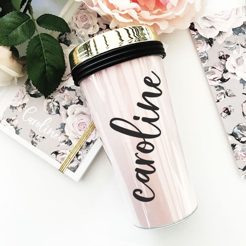 Personalized Travel Tumblers - Gold Lid