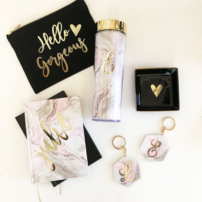 Script Monogram Pink Marble Tumbler