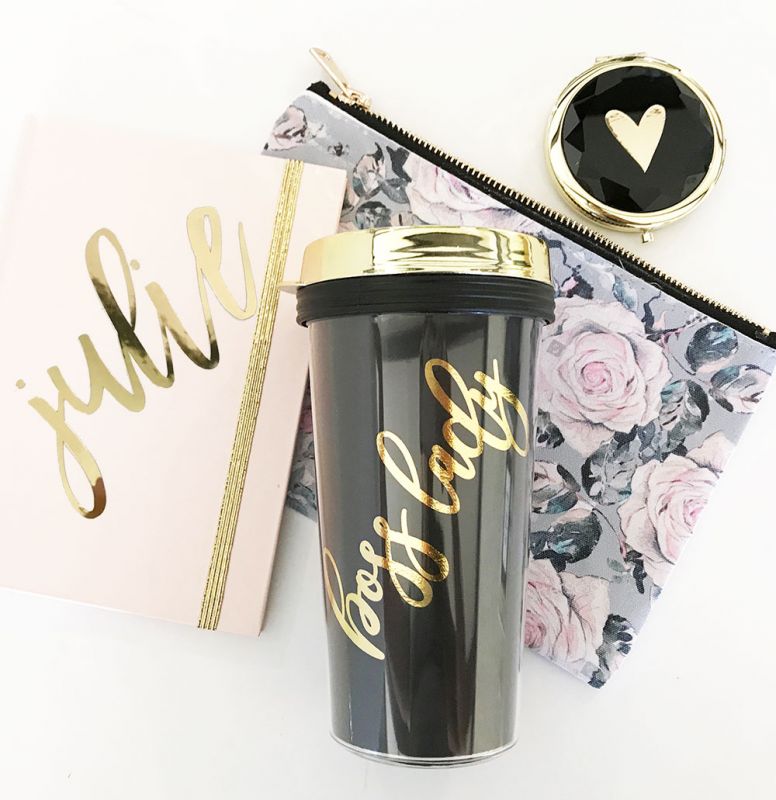 Personalized Travel Tumblers - Gold Lid