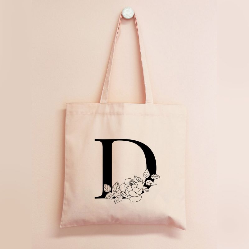 Floral Monogram Tote Bag