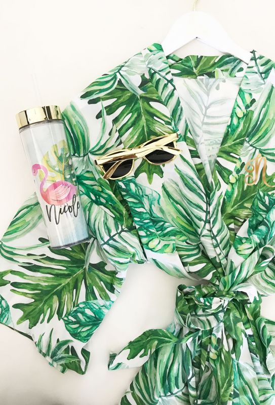 Monogram Palm Leaf Cotton Robes