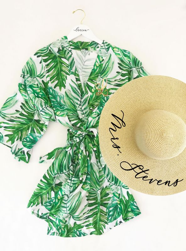 Monogram Palm Leaf Cotton Robes