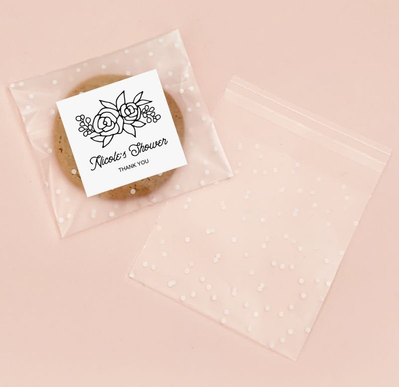 Floral Silhouette Clear Polka Dot Bags (set of 25)