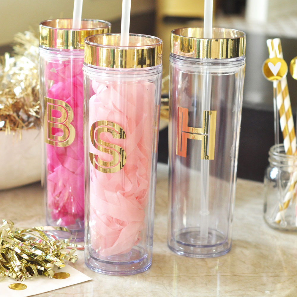 Metallic Gold Monogram Tumblers