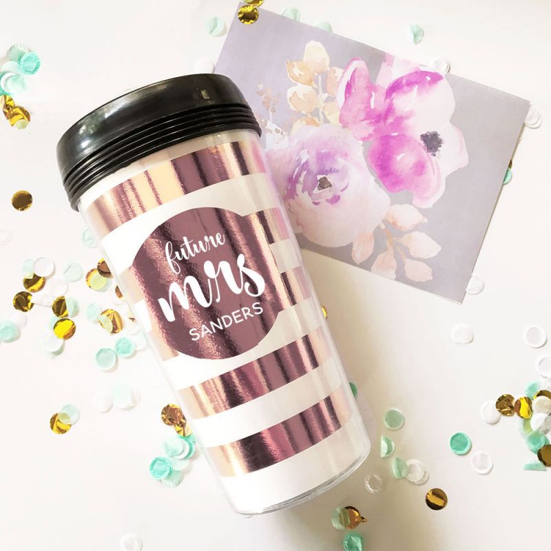 Metallic Foil Travel Coffee Mug - Wedding