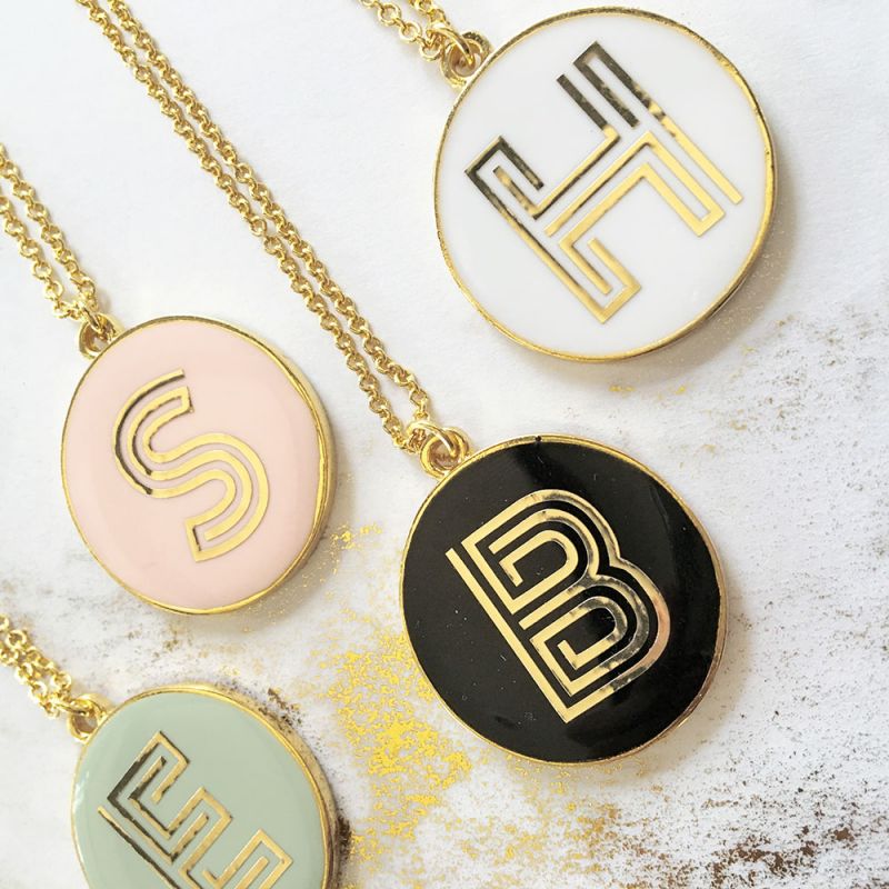 Round Gold Monogram Necklace