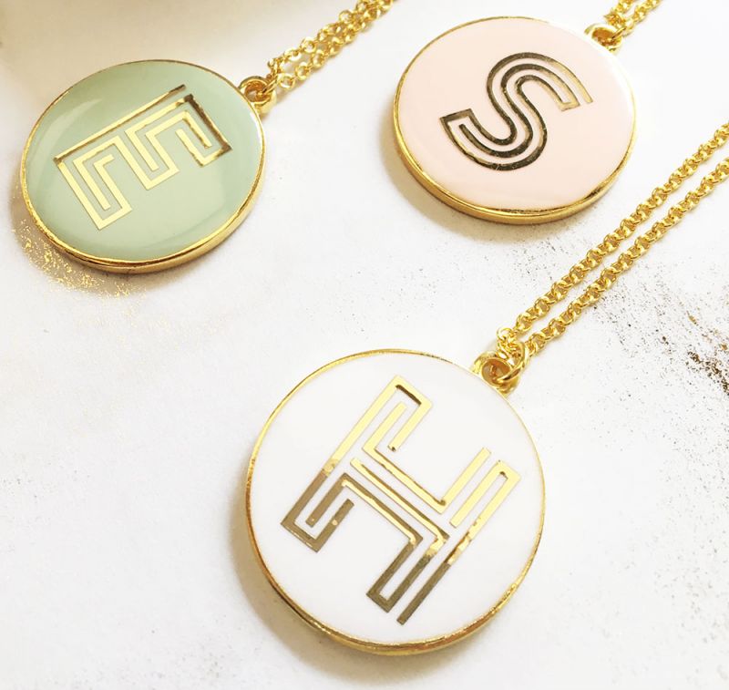 Round Gold Monogram Necklace