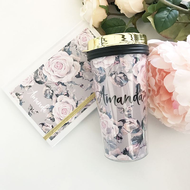 Rose Garden Travel Tumblers - Gold Lid