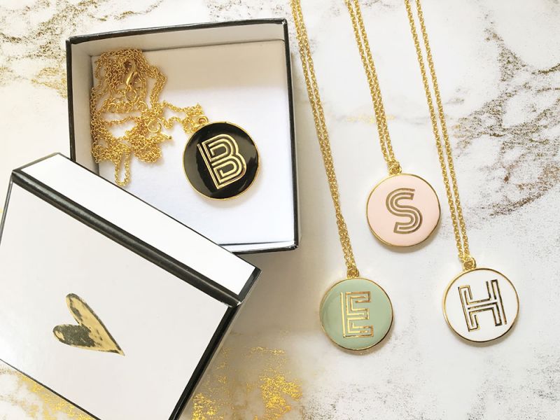 Round Gold Monogram Necklace