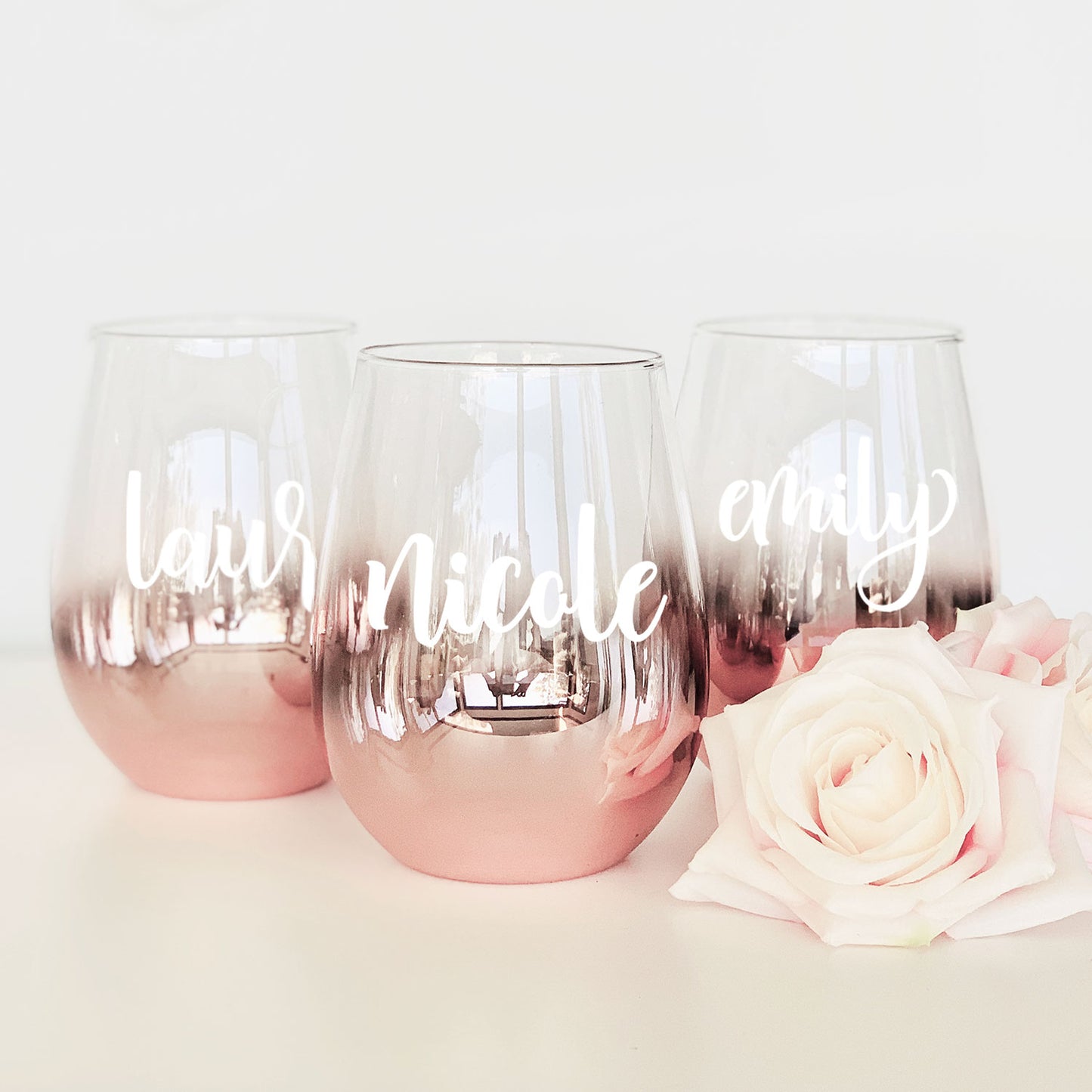 Personalized Stemless Glass - Rose Gold