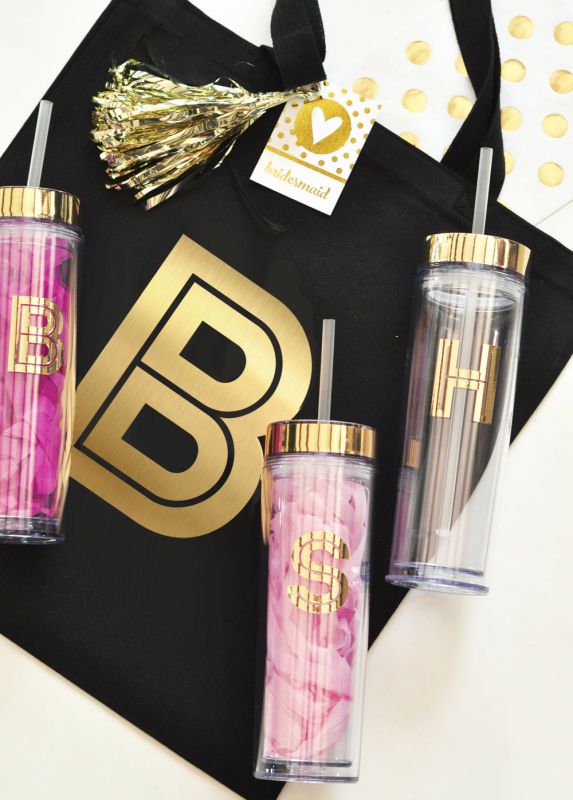 Metallic Gold Monogram Tumblers