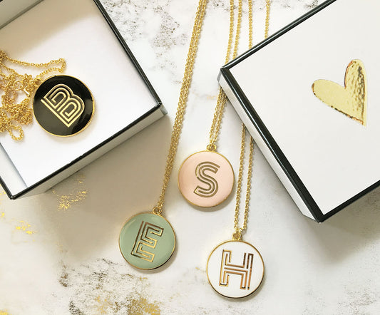 Round Gold Monogram Necklace