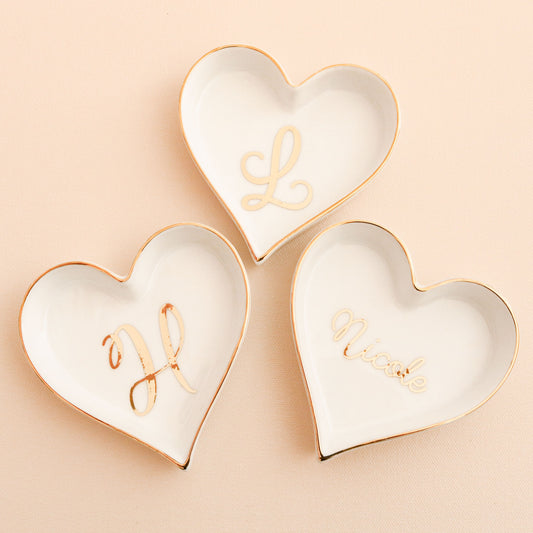 Script Heart Shaped Ring Dish