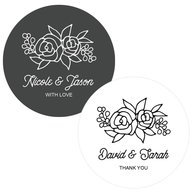 Floral Silhouette Round Labels