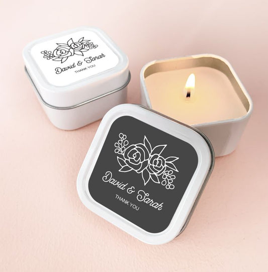 Floral Silhouette Square Candle Tins