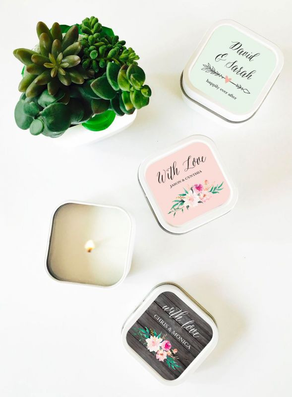 Floral Garden Square Candle Tins