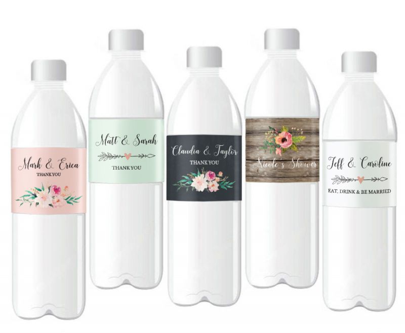 Personalized Floral Garden Water Bottle Labels