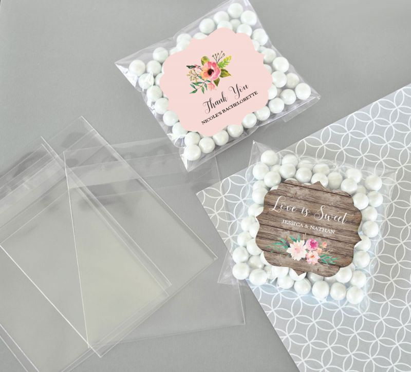 Personalized Floral Garden Clear Candy Bags (Set of 24)