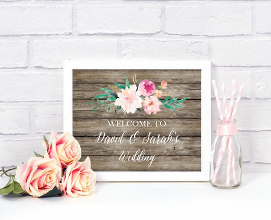 Floral Garden Custom Text Wedding Sign