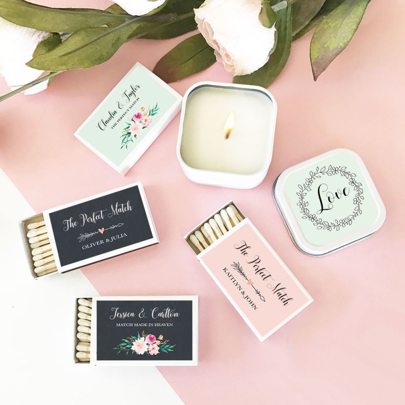 Personalized Floral Garden Match Boxes (set of 50)