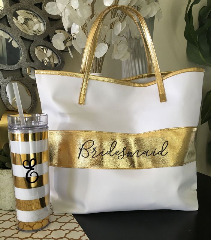 Bridal Party Gold Stripe Bag