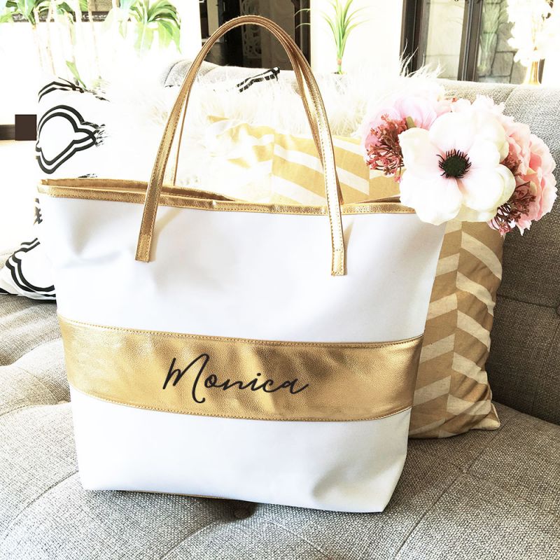 Personalized Striped Tote