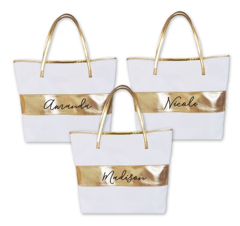 Personalized Striped Tote