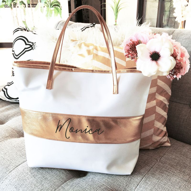 Personalized Striped Tote