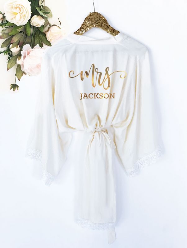 Mrs. Personalized Cotton Lace Robes