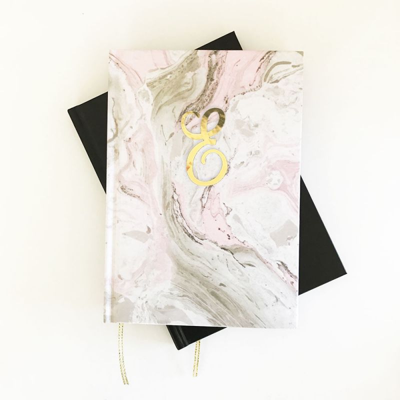 Script Monogram Pink Marble Journals