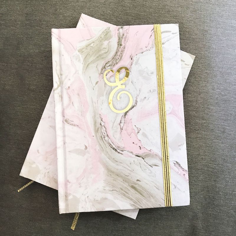 Script Monogram Pink Marble Journals