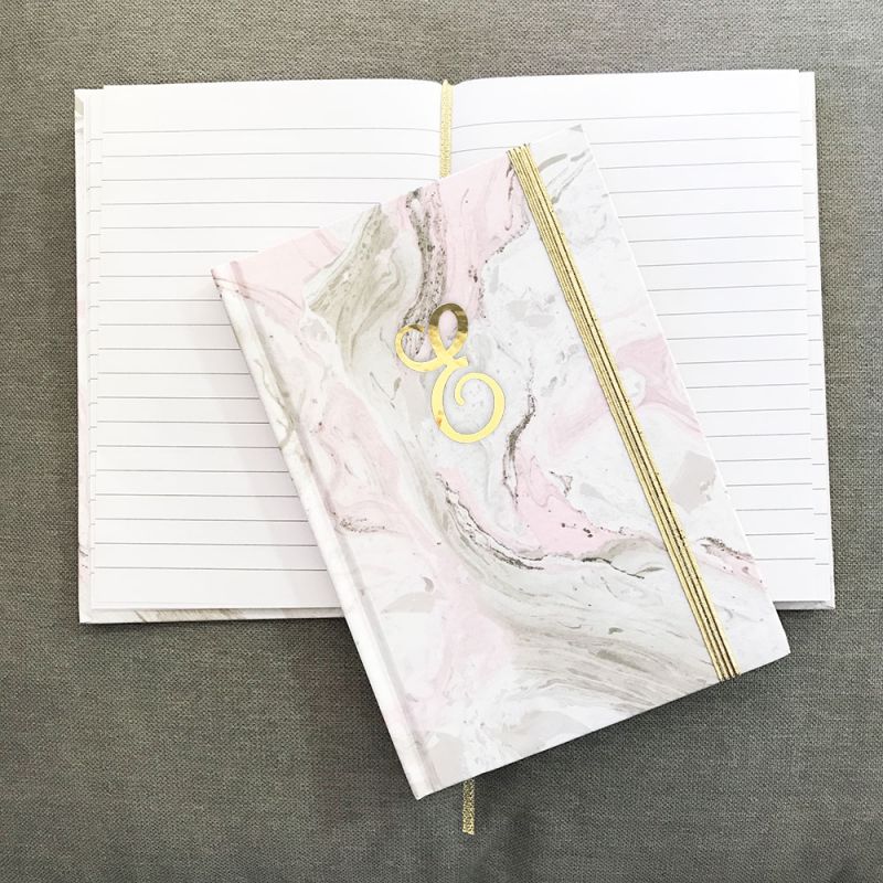 Script Monogram Pink Marble Journals