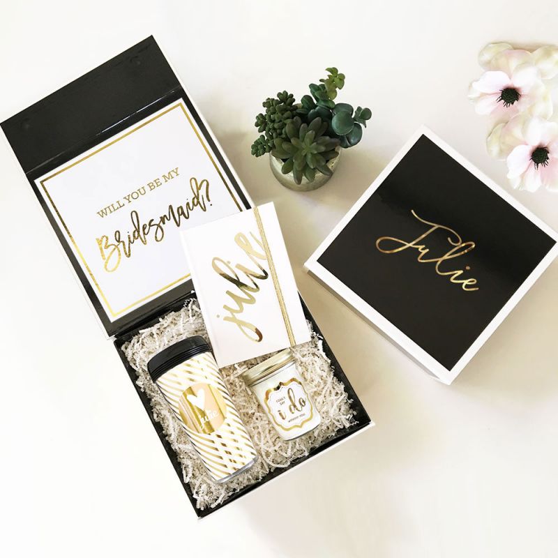 Black Gift Boxes - Gold Text