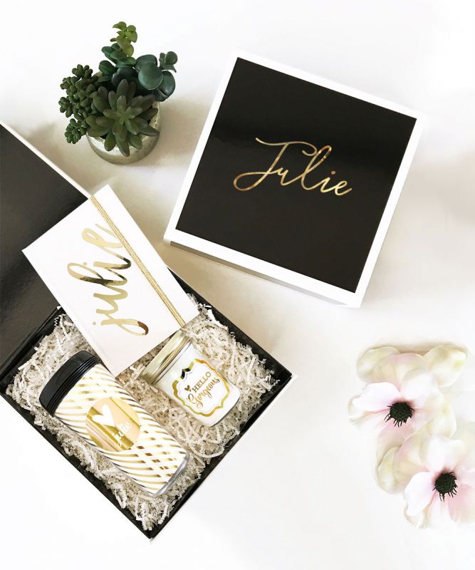 Black Gift Boxes - Gold Text