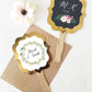 Personalized Floral Garden Gold Paddle Fans