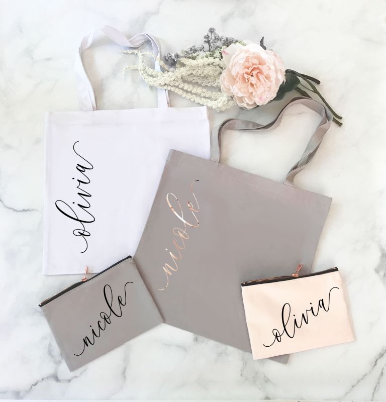 Vertical Text Tote Bags