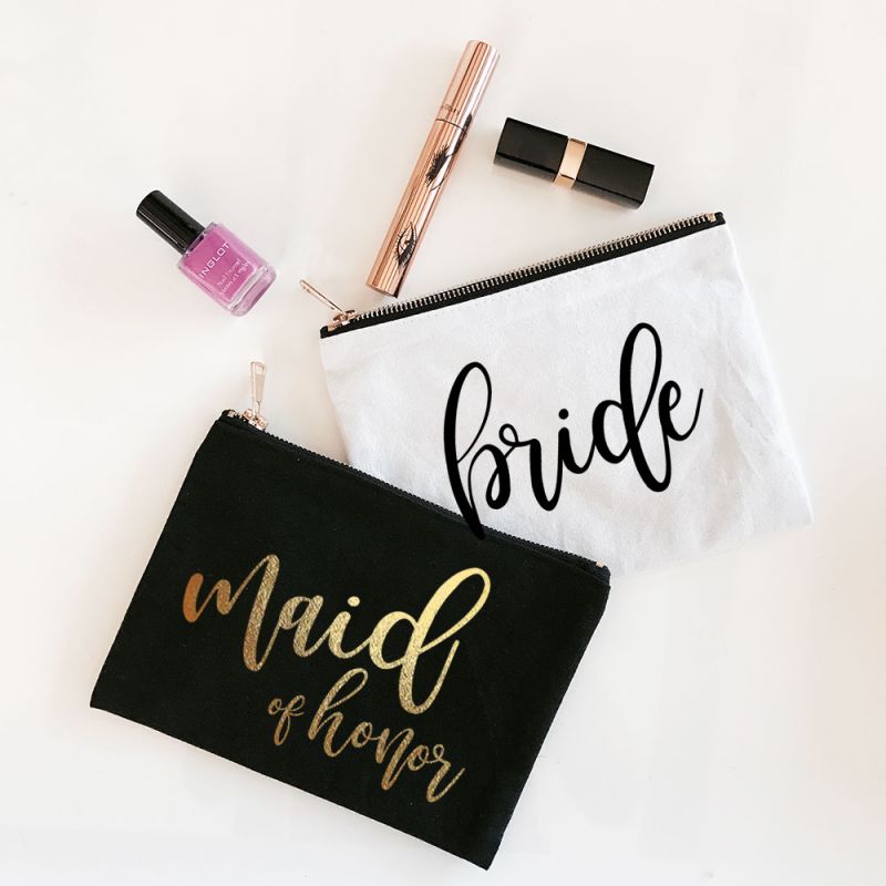 Bridal Party Canvas Cosmetic Bags