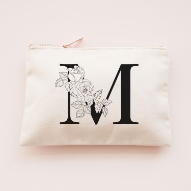 Floral Monogram Makeup Bags