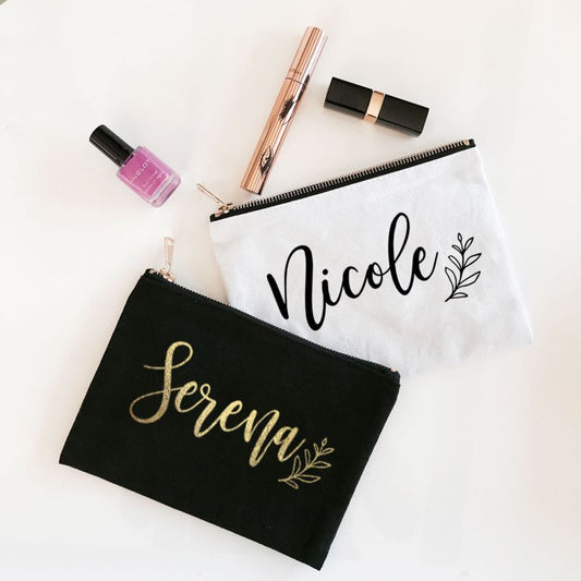 Custom Name Canvas Cosmetic Bag