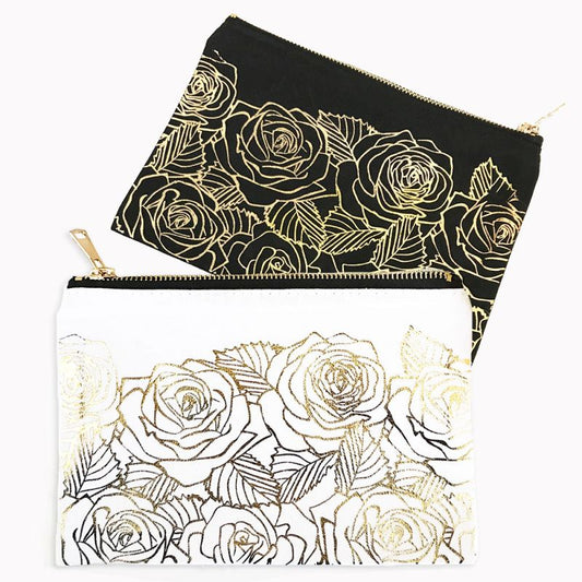 Rose Garden Cosmetic Bag - Gold Foil