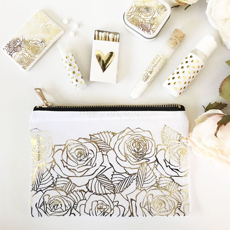 Rose Garden Cosmetic Bag - Gold Foil