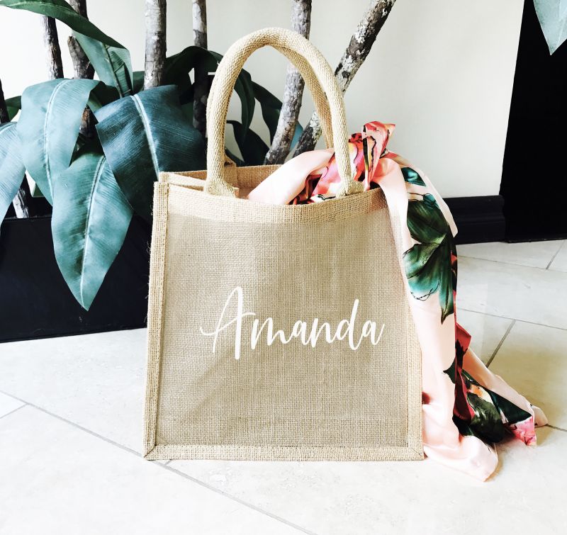 Personalized Burlap Tote Bag