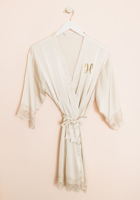 Monogram Satin Lace Robe