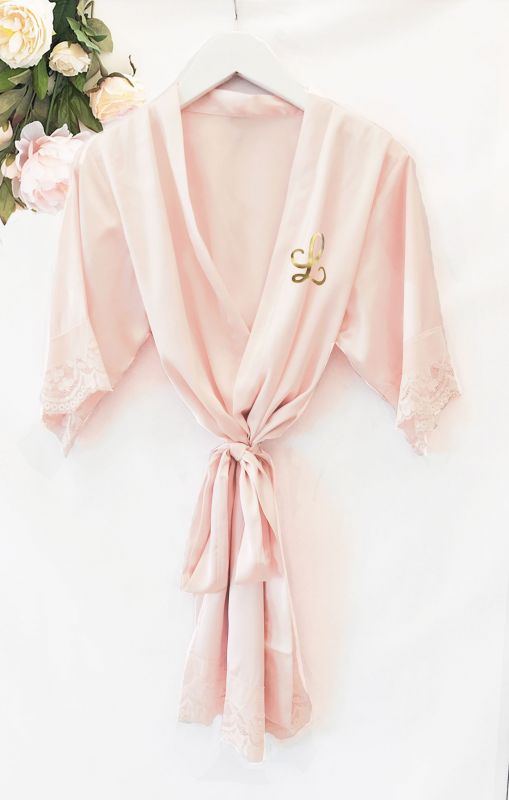 Satin Lace Child Monogram Robe