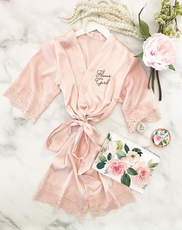 Satin Lace Flower Girl Robe