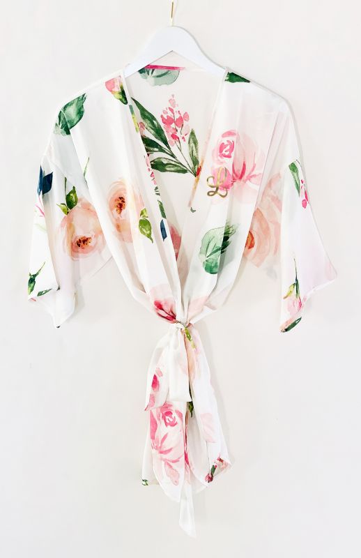 Monogram Spring Rose Satin Robe