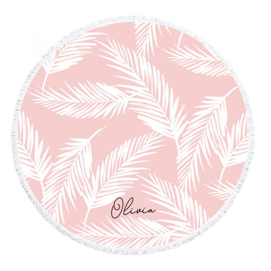 Personalized Tropical Pink Round Towel