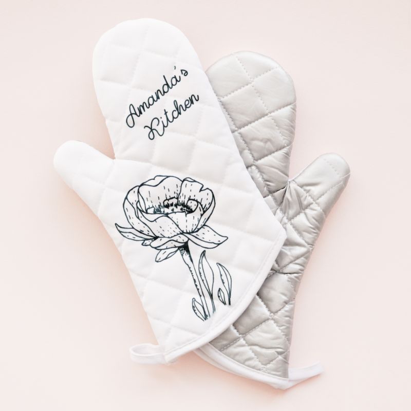 Personalized Floral Oven Mitts