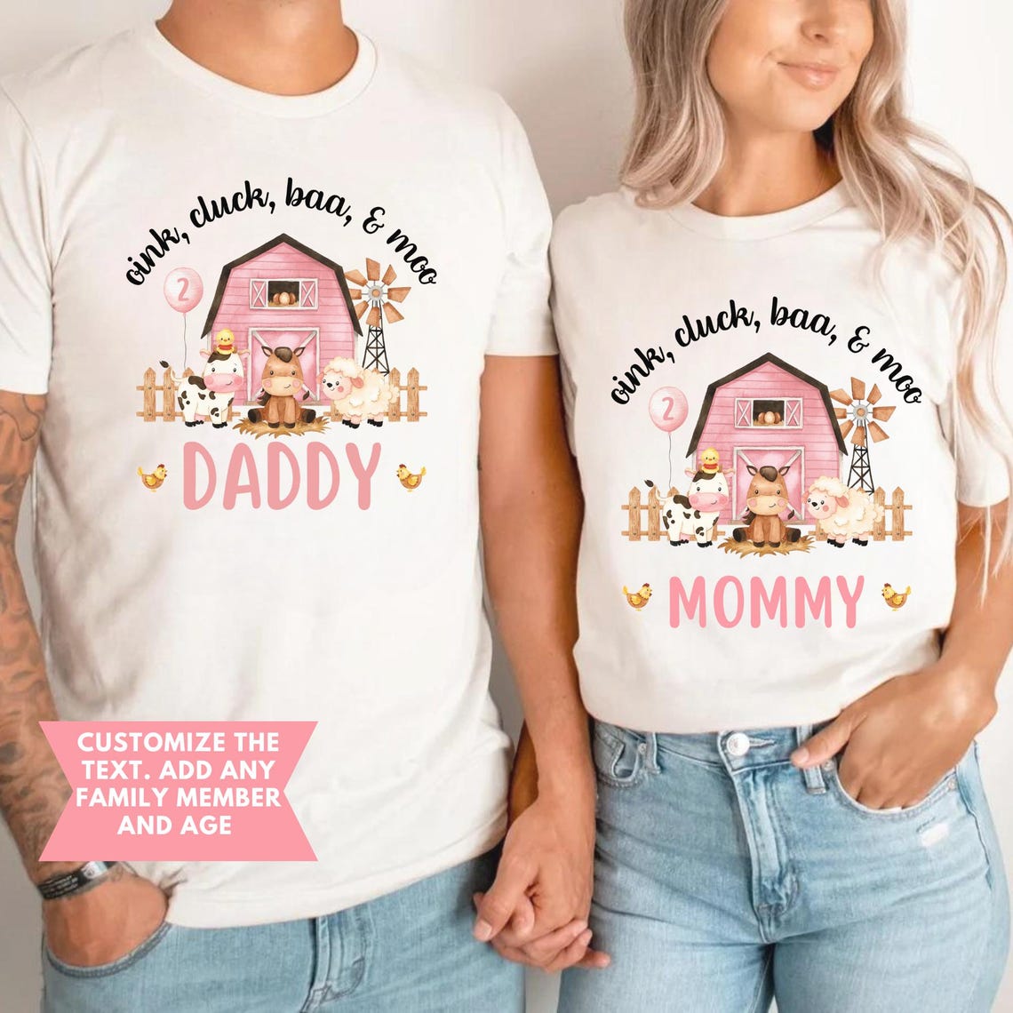 Farm 2nd Birthday Shirt, Cluck Oink Baa Moo I'm Two Birthday Shirt, Barnyard Farm Birthday, Barn Animals Matching Family Shirts, Family Tees