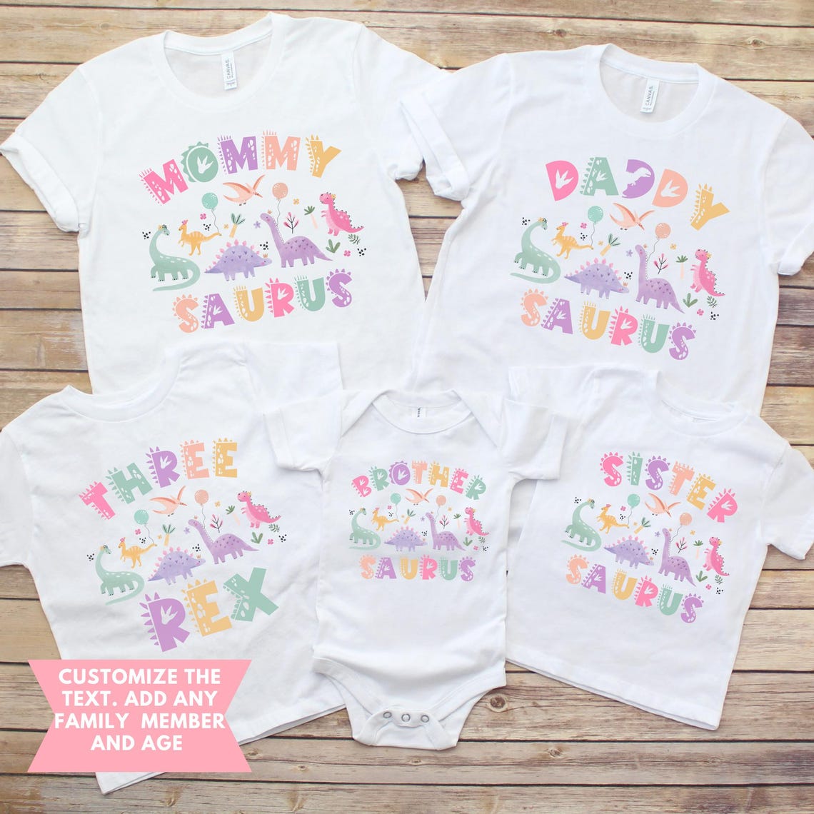 Three Rex Matching Family Birthday Shirts, Matching Family Dinosaur Shirts, Birthday, 3rd Birthday Shirt, Mama Daddy Saurus girl pink
